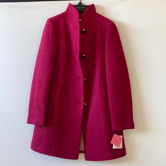 Kate Spade collared wool jacket berry red Sz S NWT - Picture 2 of 11